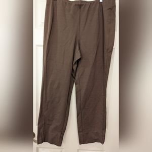 J. Jill ponte slim leg cropped streight stretch brown wide leg pants size Large